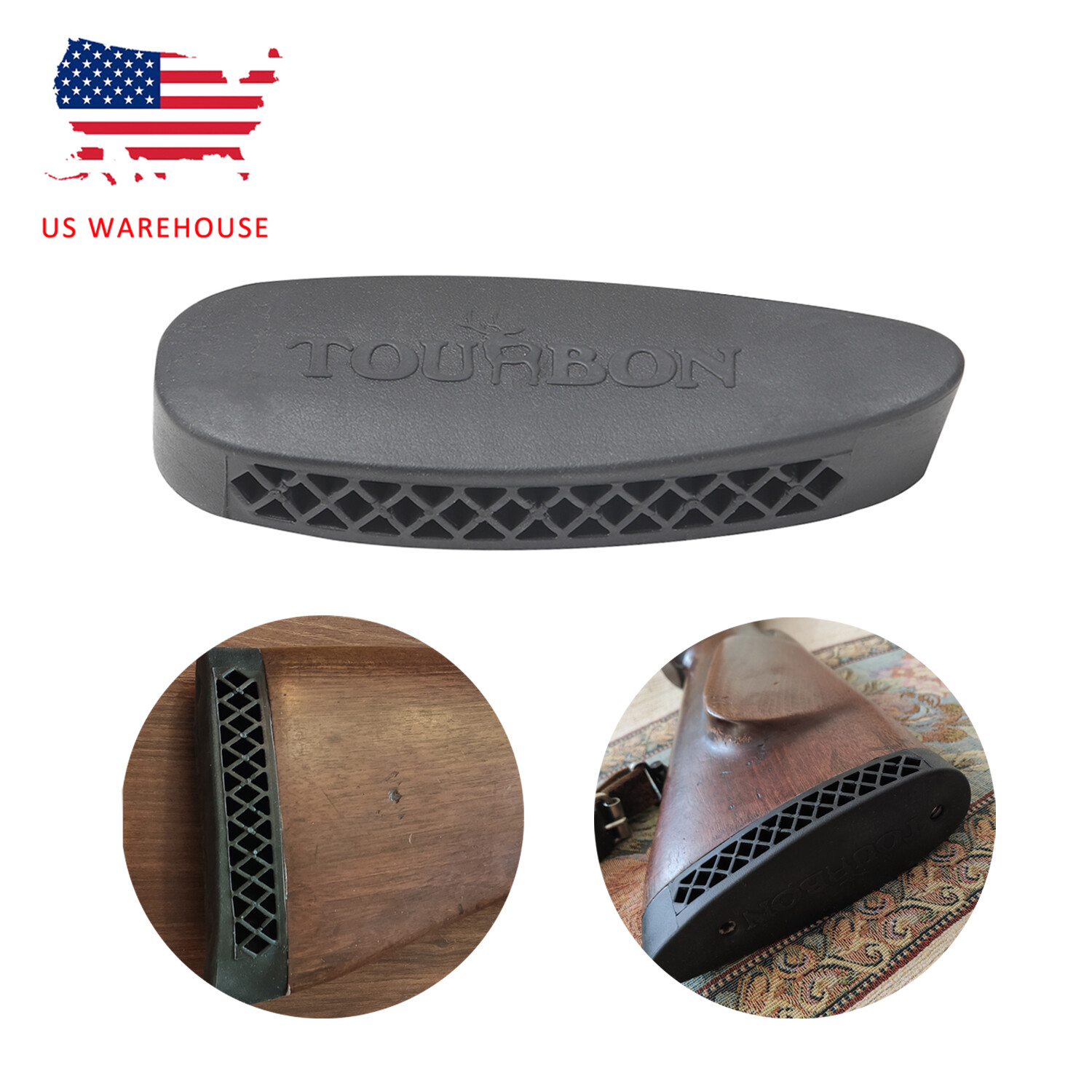 TOURBON Rubber Buttpad Recoil Pad for Rifle Shotgun US Warehouse Fast Delivery