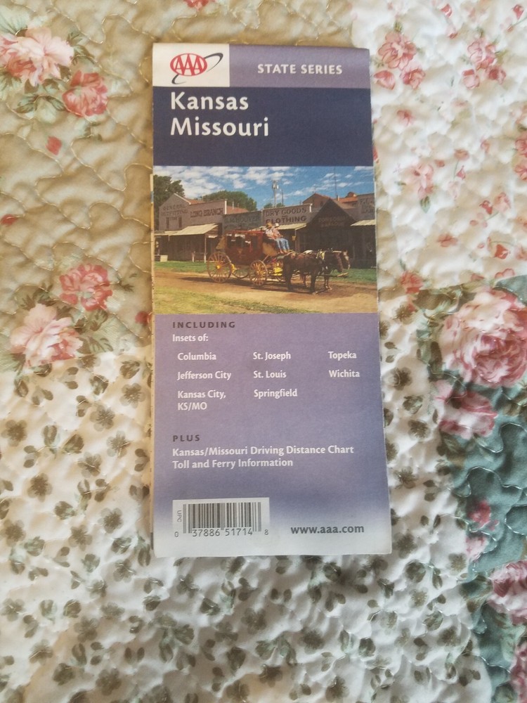 KANSAS MISSOURI AAA State Series Map. 2002-2003
