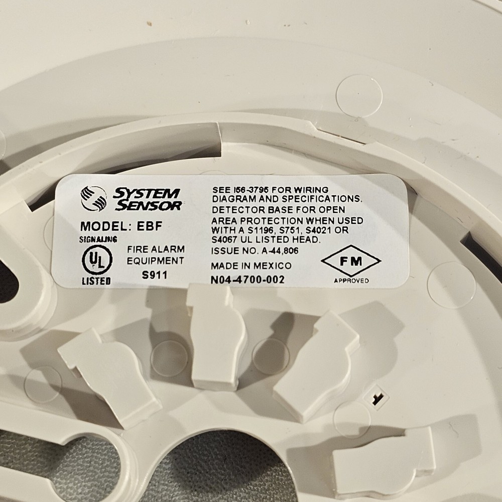 System Sensor EBF 6" Smoke Detector Base Plug-In Honeywell