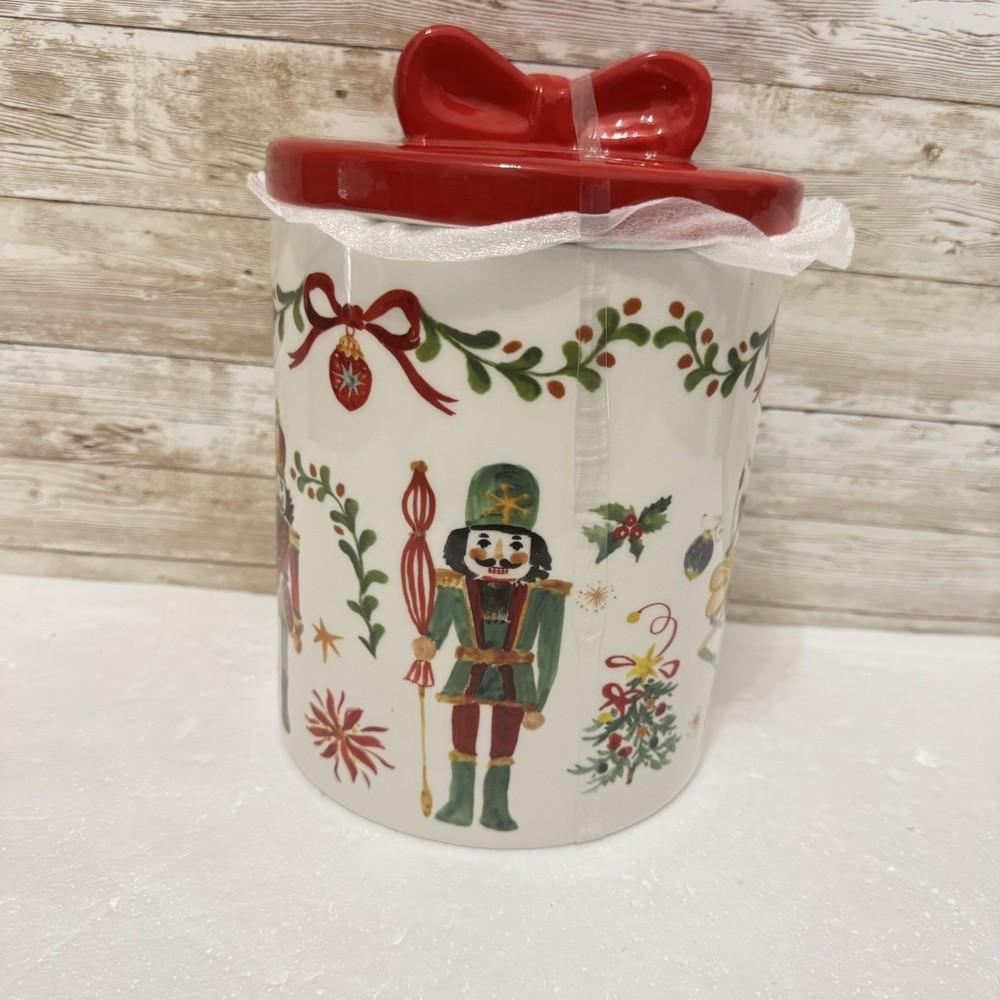 Dwellessentials Nutcracker Christmas canister holiday 10in cookie jar