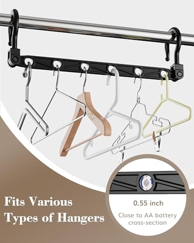Space Saving Hangers, 8-Pack Reinforced Hangs 48 Clothes, 8 Pcs-black
