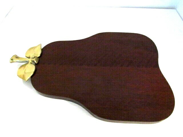 Solid Wood Pear Shaped Cutting Board With Brass