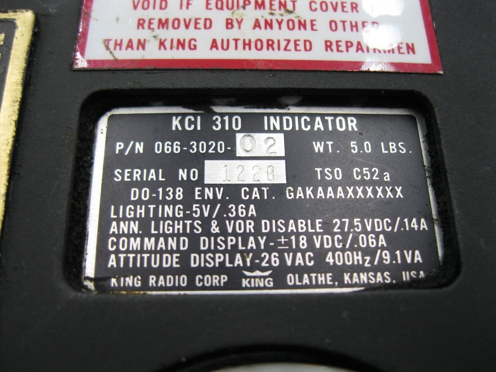 BENDIX KING KCI 310 INDICATOR PN: 066-3020-02