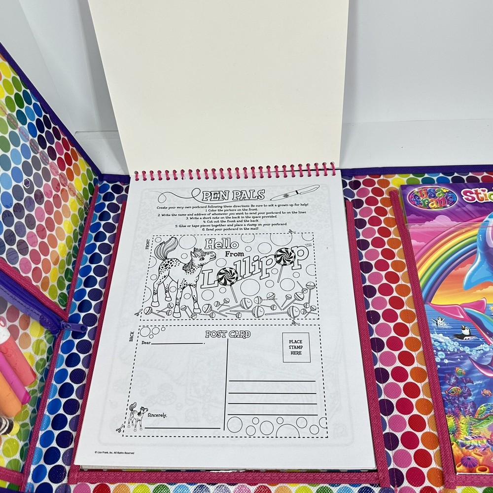 Lisa Frank Tri Fold Binder TIKANNI WOLF Cute Bright Fun