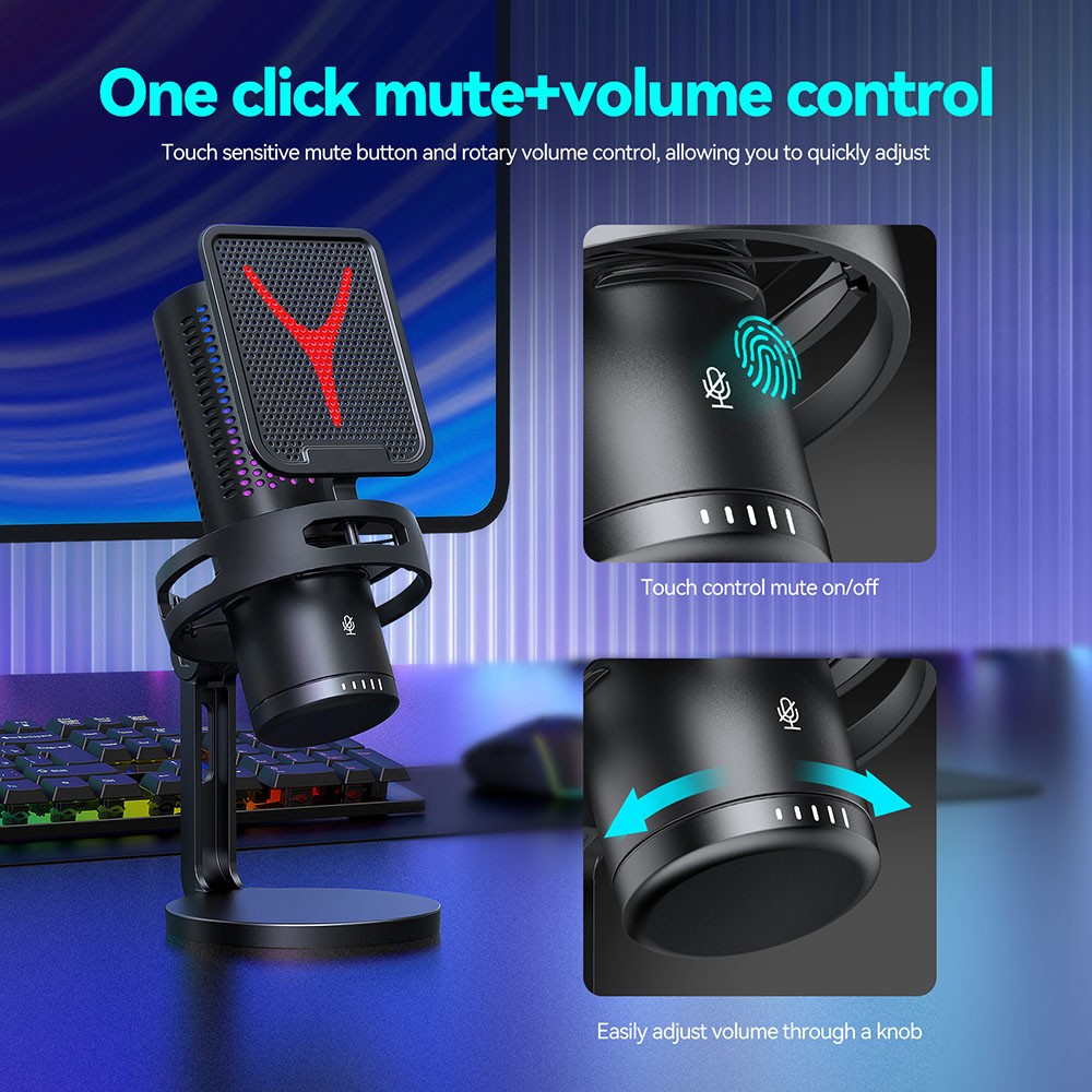 Gaming Microphone USB Computer Microphone for PC Mac PS4/5 Condenser Podcast RGB