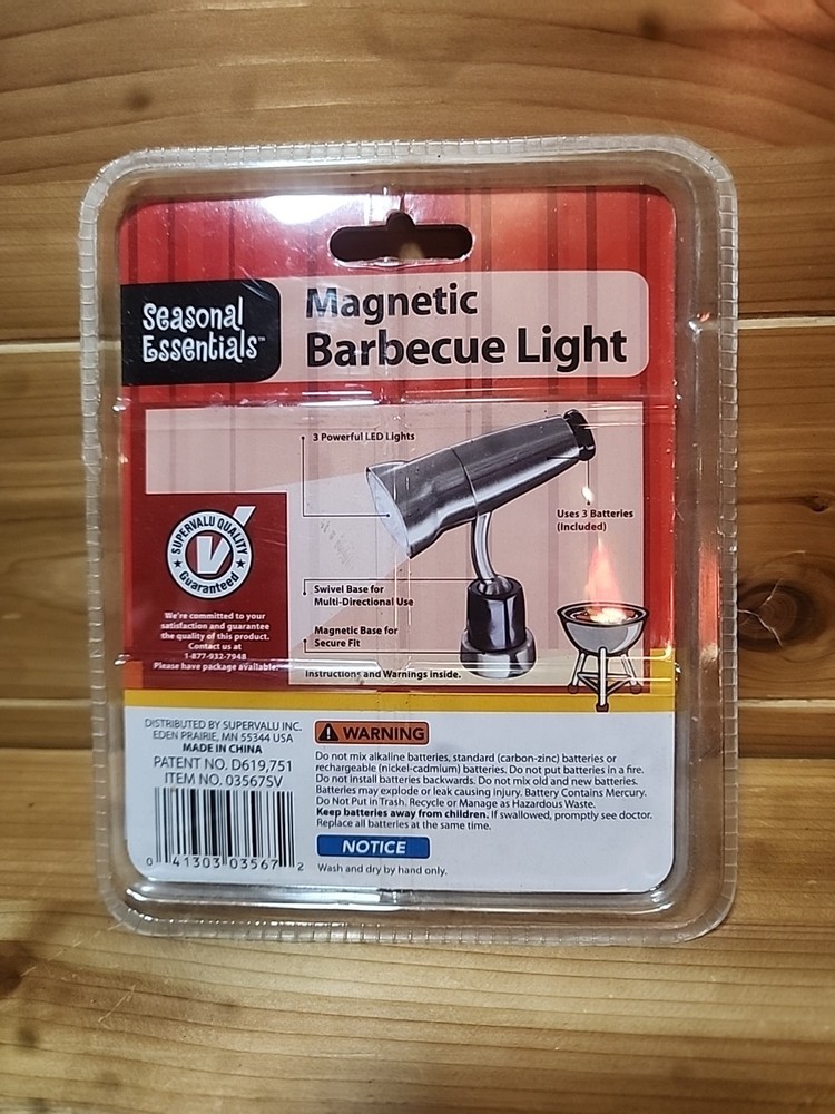 Sesonal Essentials MAGNETIC Grill 3 Powerful Led LIGHTs 1cnt23