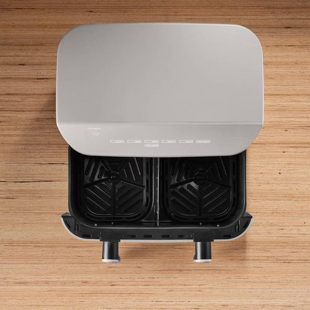 CRUXGG 10QT Air Fryer Dual Baskets Digital Nonstick Gray Basket Tri-Zone