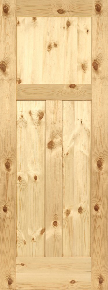 3 Panel Flat Shaker Knotty Pine Stain Grade Solid Core Interior Wood Door Doors