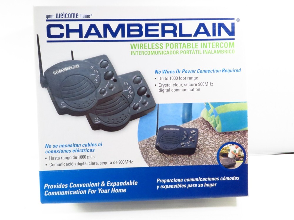 Chamberlain Wireless Portable Intercom - Pair (RWIS), 4-Channel, NEW