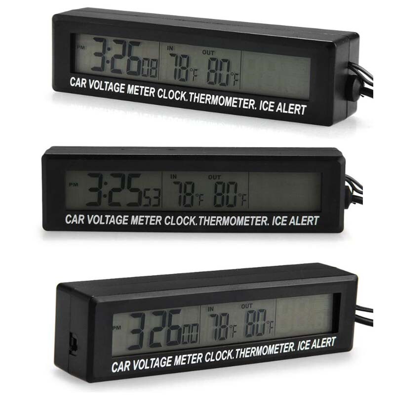 3 In1 Car Digital LCD Clock Time+Temperature+Voltage Digital Dashboard Clock