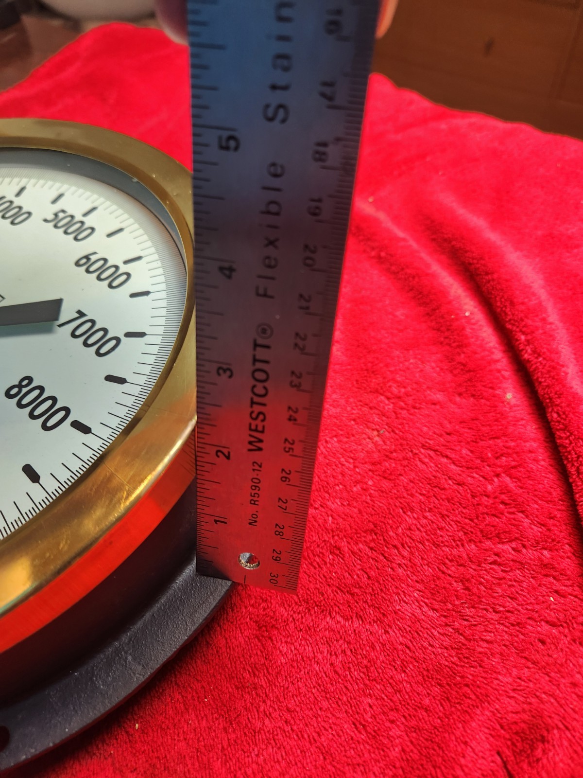 Vintage Brass & Cast Iron United 9" Instrument Pressure Gauge 10 000 psi Nice!!