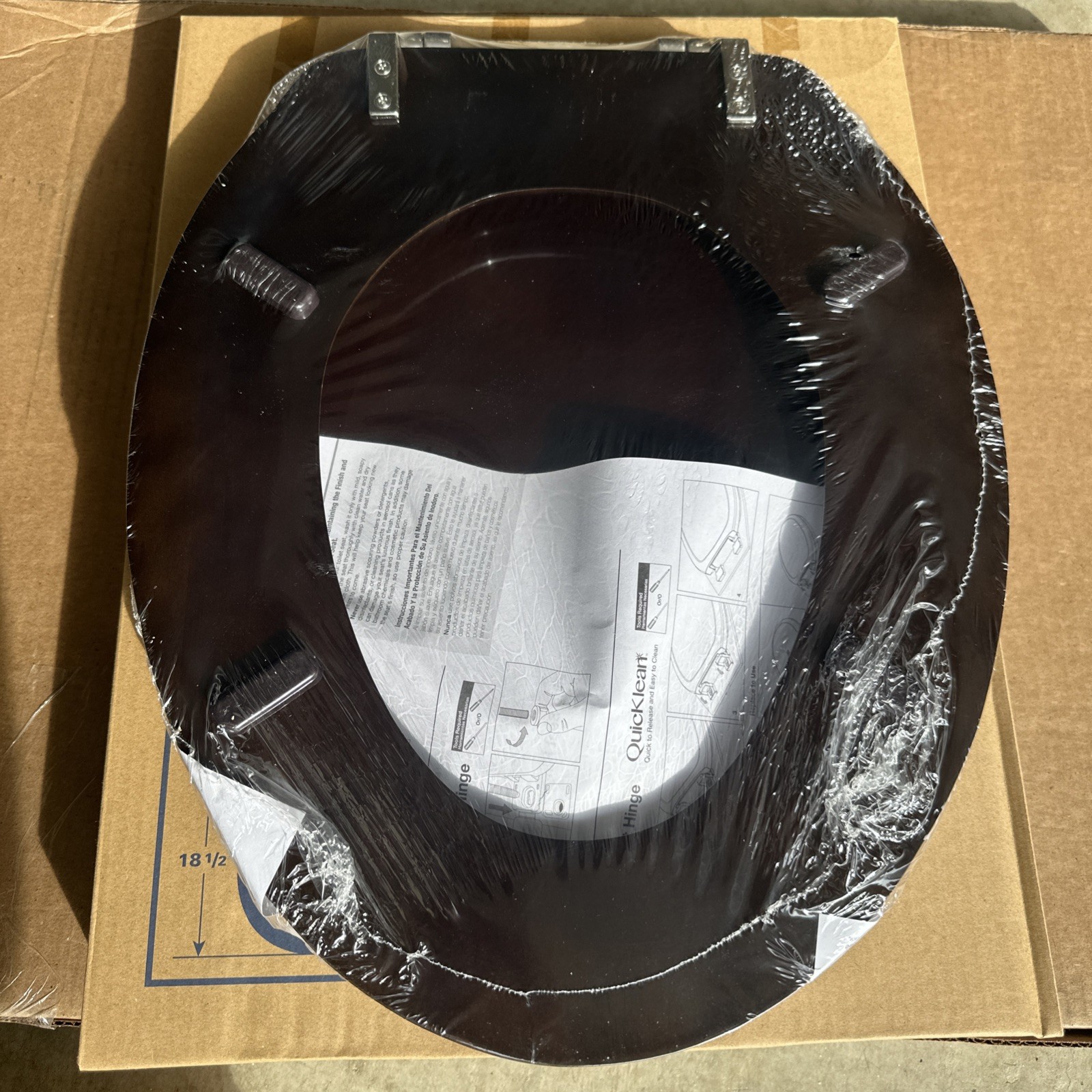 Jones Stephens C2B1E19BN Designer Wood Elongated Seat w/ Piano Walnut Finish