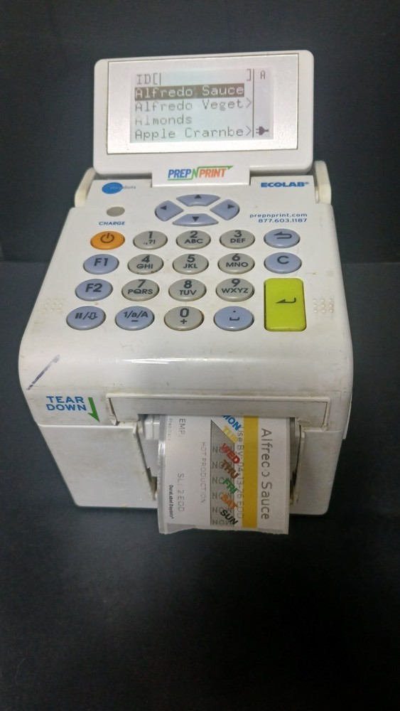 ECOLAB Prep N Print Barcode Printer w/ new Battery & power cord