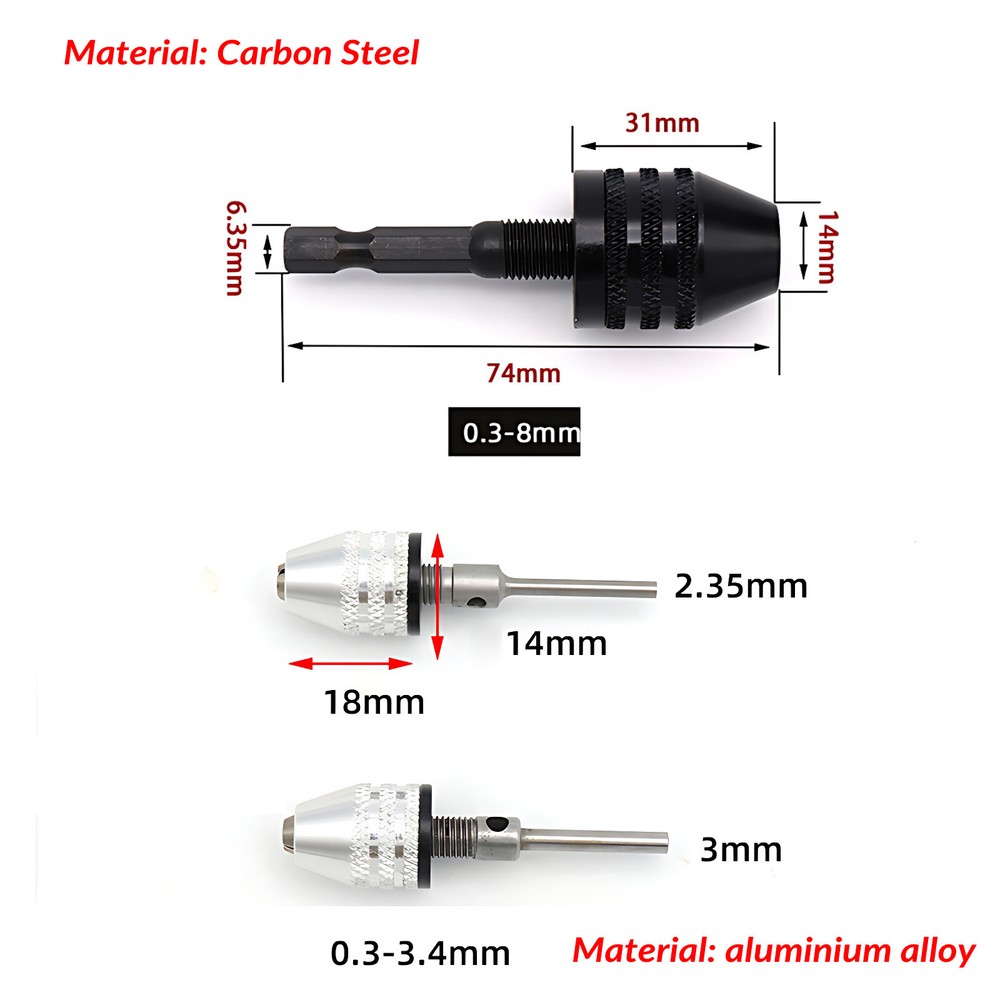 Multi Keyless Drill Chuck For Dremel Rotary Tool Quick Change Adapter Shank