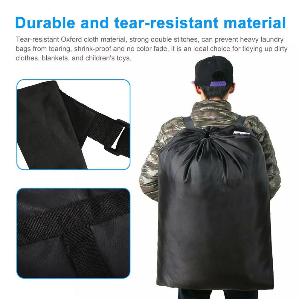 Large Laundry Backpack Bag Luggage Storage Shoulder Strap Heavy Duty Drawstring