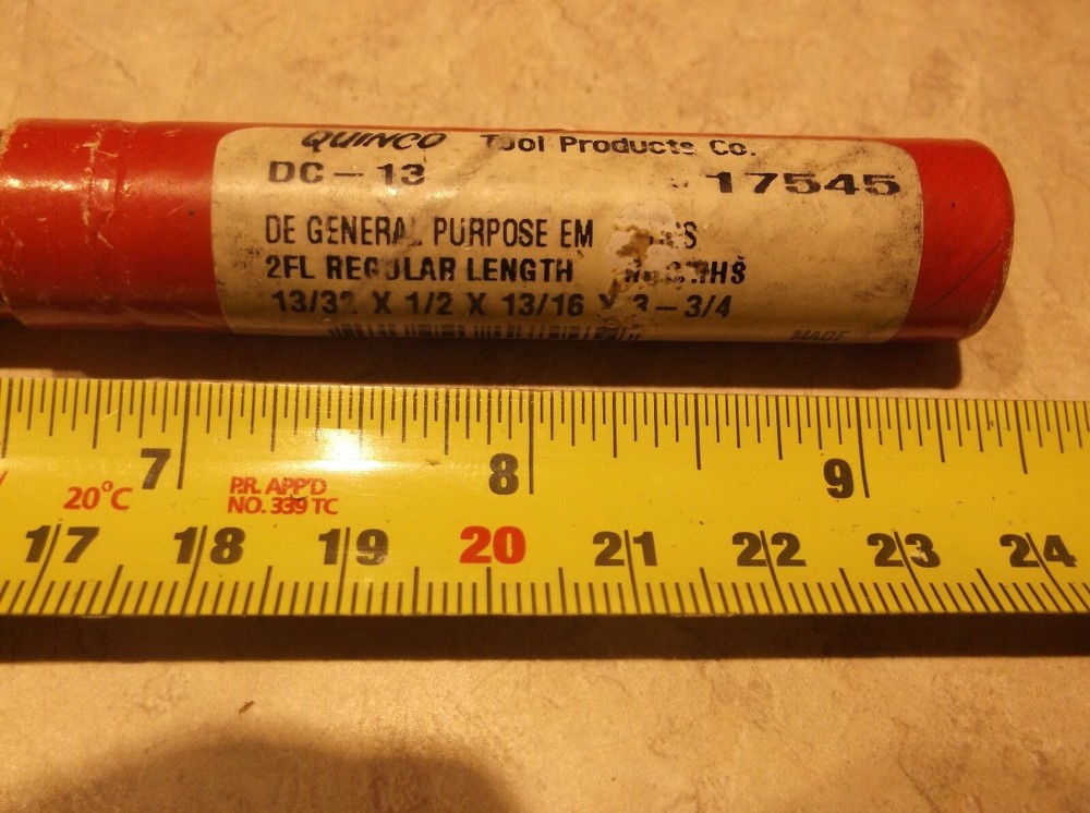 QUINCO 13/32" 2F SQUARE END, DOUBLE END HSS ENDMILL