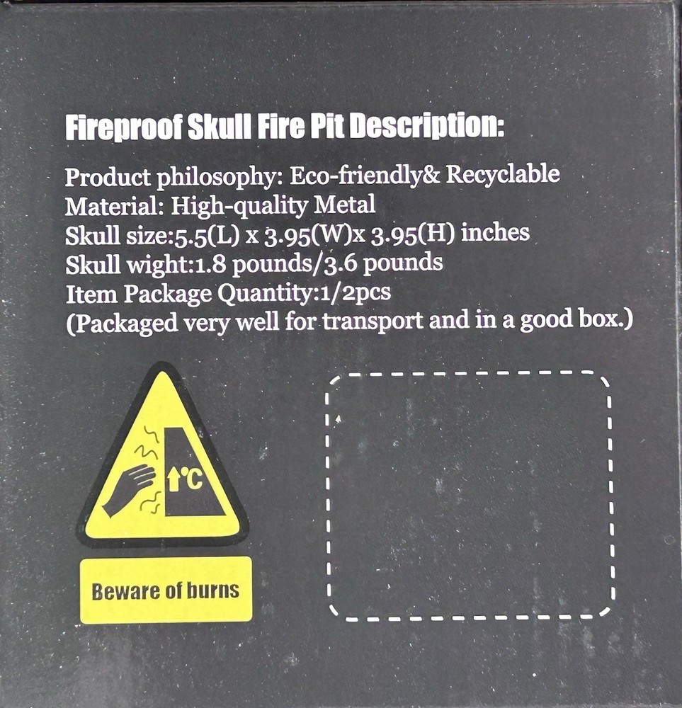 1 pc Refractory Materials Fireproof Imitated Human Fire Pit Skulls Gas Log fo...