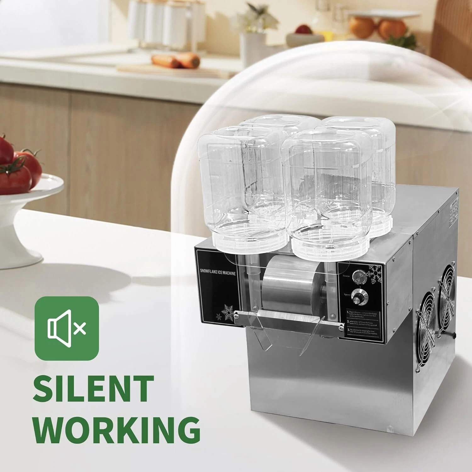 4Barrels Snowflake Ice Machine SnowCone Maker AirCooling System SmartTouchScreen