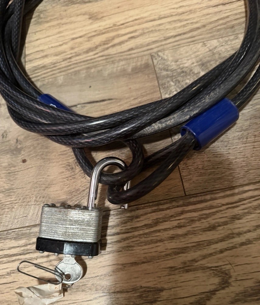 Brinks Loop Cable Lock 3/8in x 15ft Open Loop + Padlock And Key USED