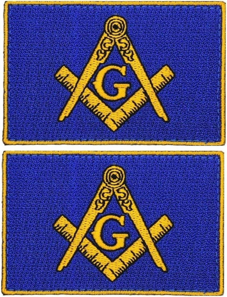 Masonic Flag Tactical Morale Patch - 2PC - 3" X 2" HOOK BACKING