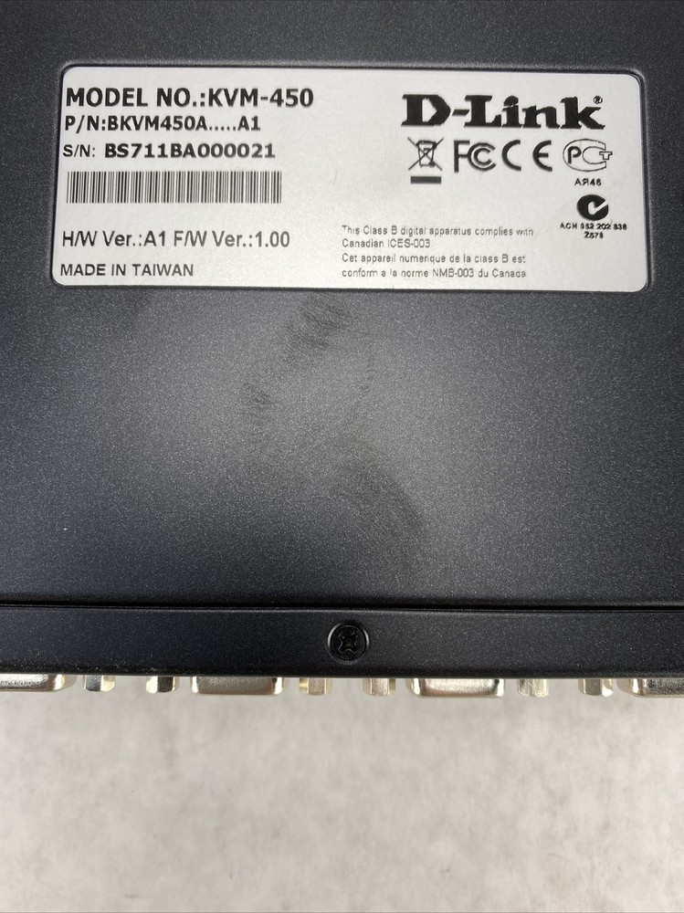 D-Link KVM-450 16 Port KVM Switch PS/2 Stackable NOS