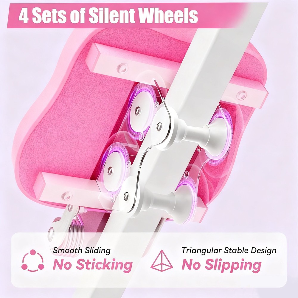Adjustable Ab Trainer Machine Home Core Workout Foldable with LCD Pink