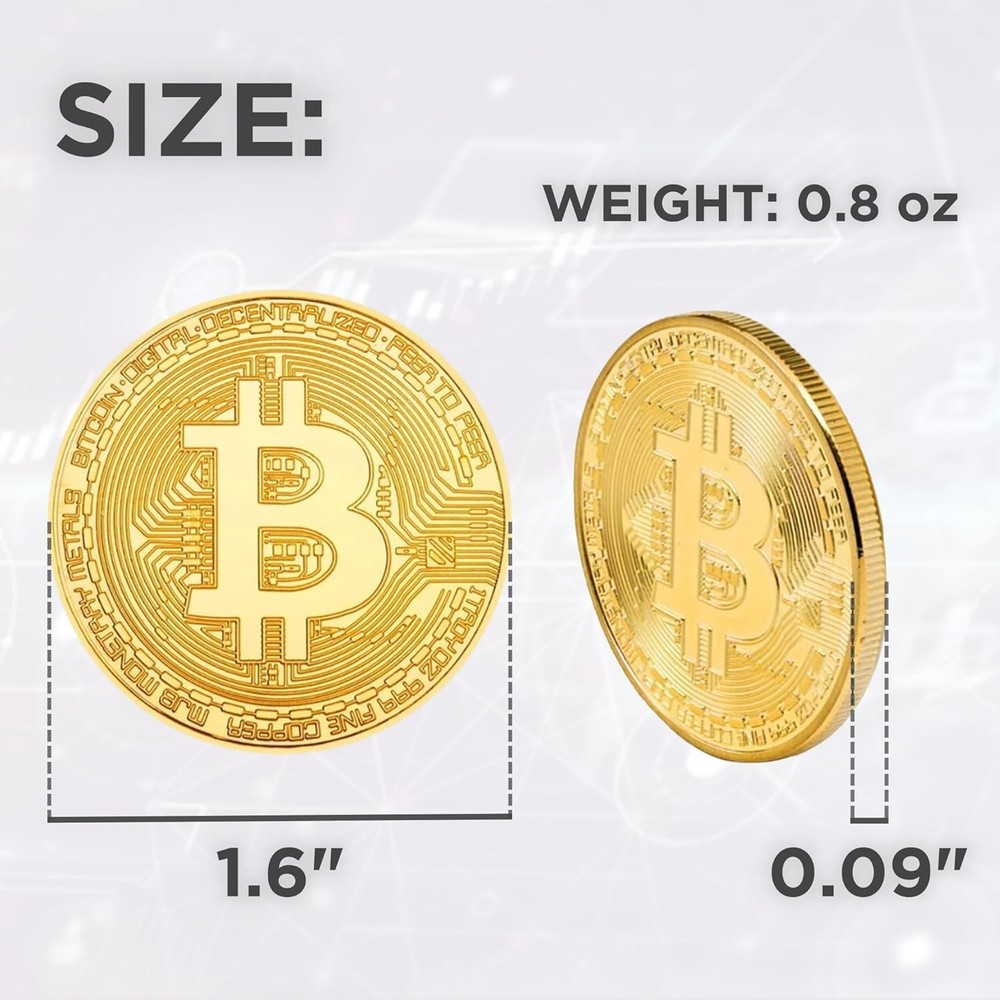 Bitcoin Coin - Commemorative BTC Coins Plus Clear Protective Case, Physical B...