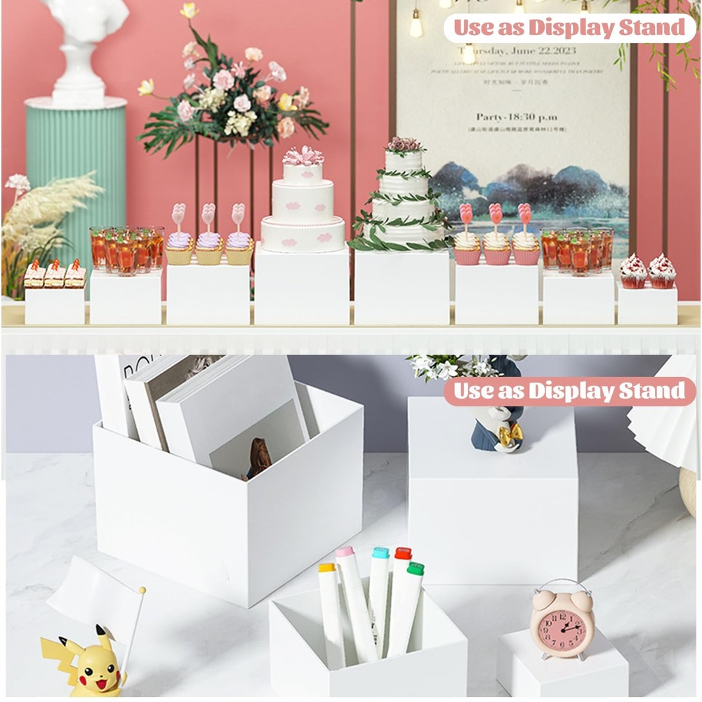 6 Pack Buffet Risers, White Food Risers for Buffet Table, Food Display Risers...