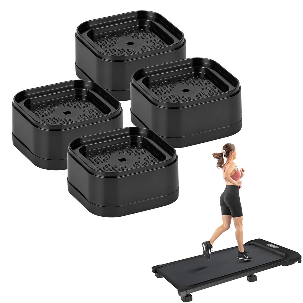 4-Pack Treadmill Incline Riser Blocks, Stackable Black
