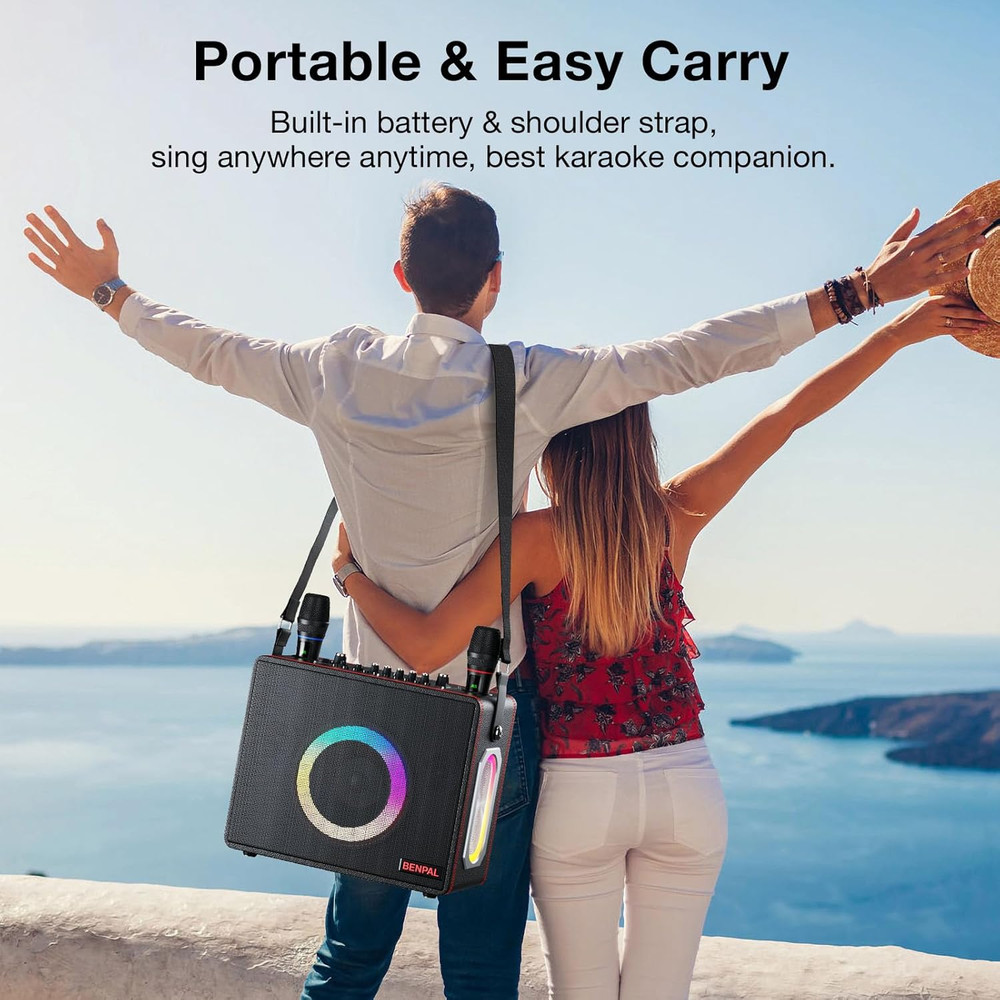 Smart Karaoke Machine with 14" Touch Screen, Bluetooth Speaker & 2 Mics