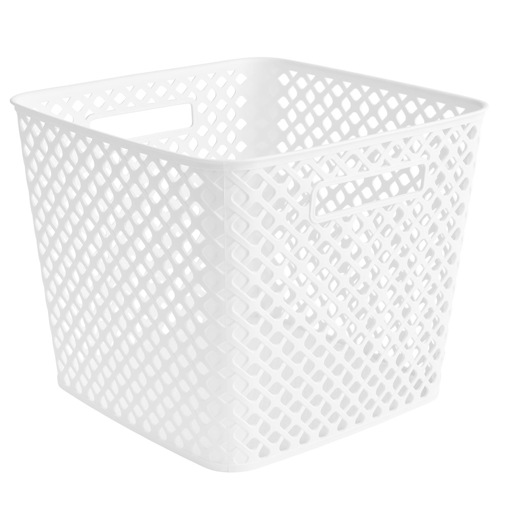White 13" Cube Decorative Storage Basket