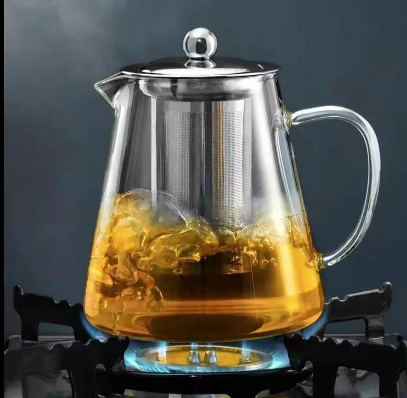 32OZ Glass Tea Pot with Removable Stainless Steel Filter Clear Tea Pot, Tea
