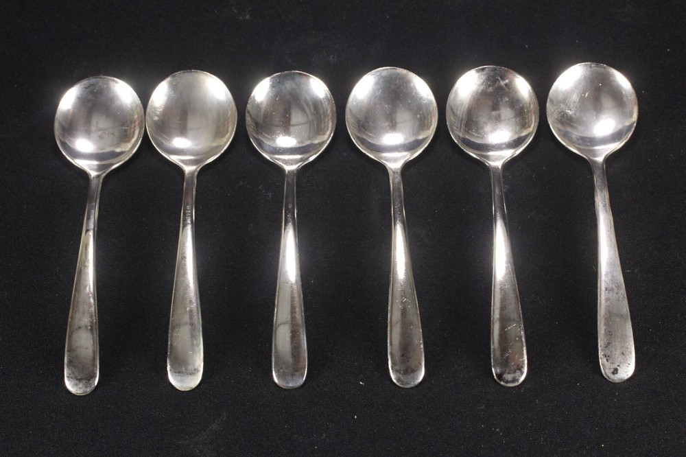 6 Rounded Soup Spoons Eales 1779 Made In Italy Silverplated Flatware