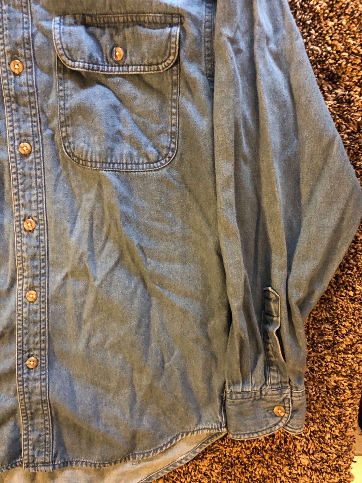 Vintage Disney Mickey Inc Button Blue Denim Shirt Embroidered Sports Size Small