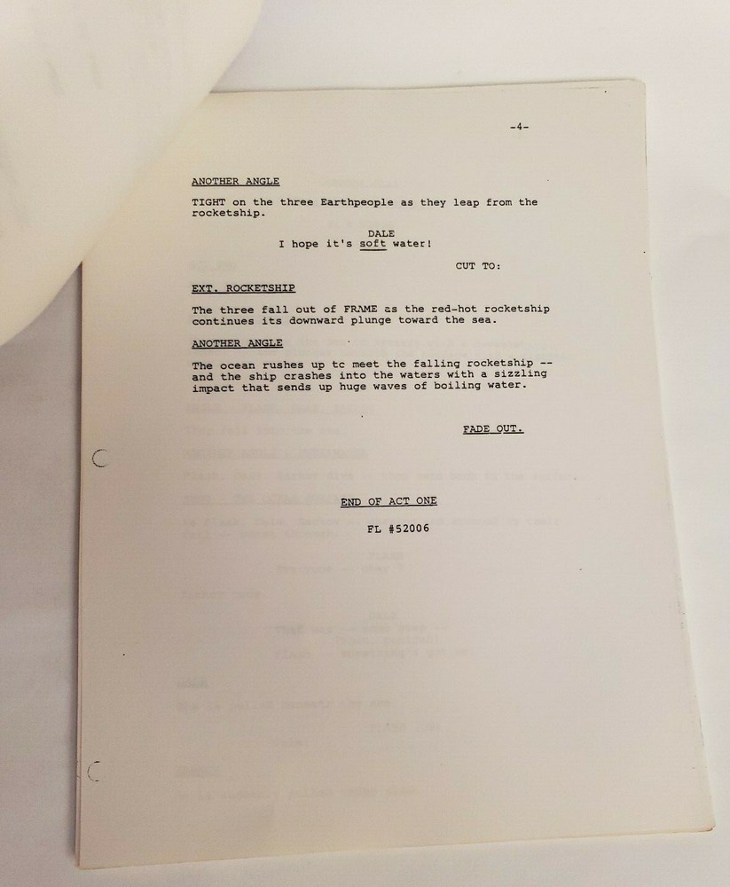 FLASH GORDON / Ted Pedersen 1979 TV Script, "Chapter Six: Into the Water World"