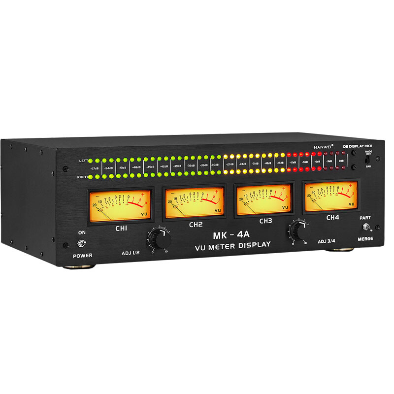 Four Analog VU Meter+Sound Level Indicator DB Panel Pro Audio Spectrum Analyzer