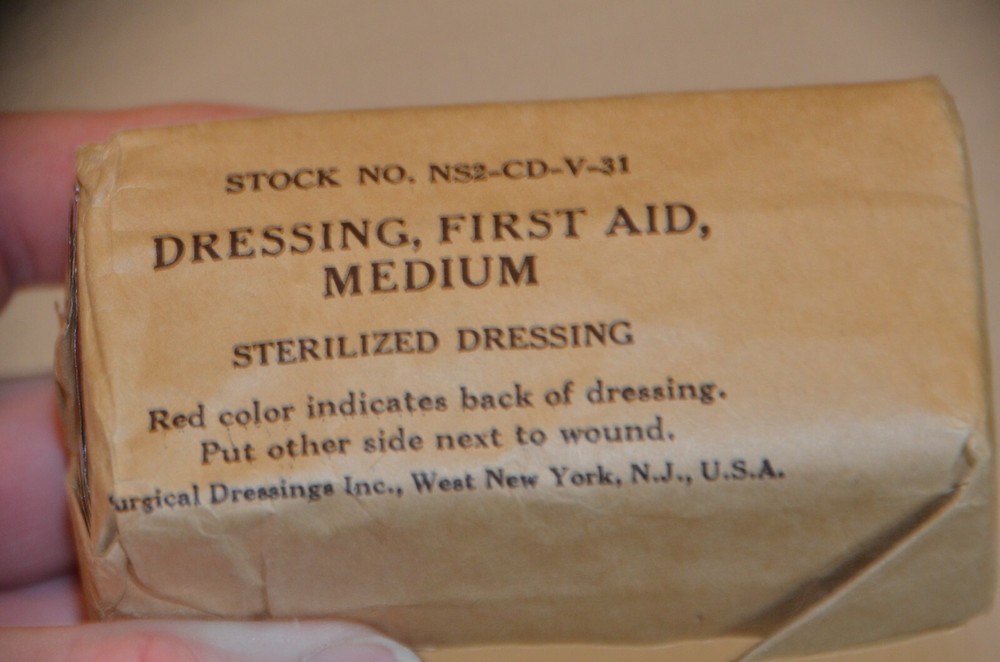 WWII U.S. ARMY STOCK NO. NS2-CD-V-31 MEDIUM FIRST AID DRESSING, STILL SEALED (3)