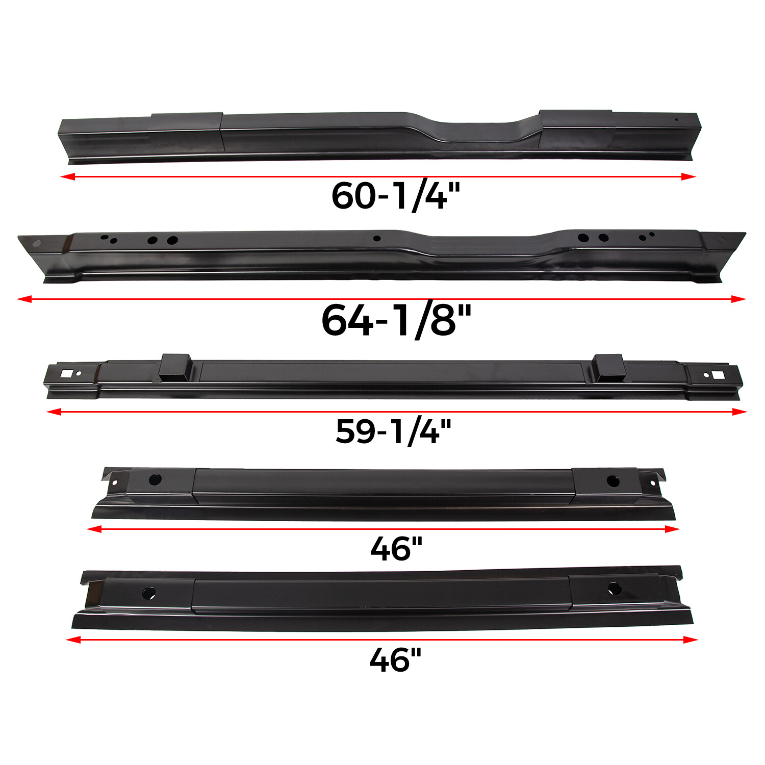 5PC Truck Long Bed Rails Floor Support For 99-18 Ford Super Duty F250 F350 F450