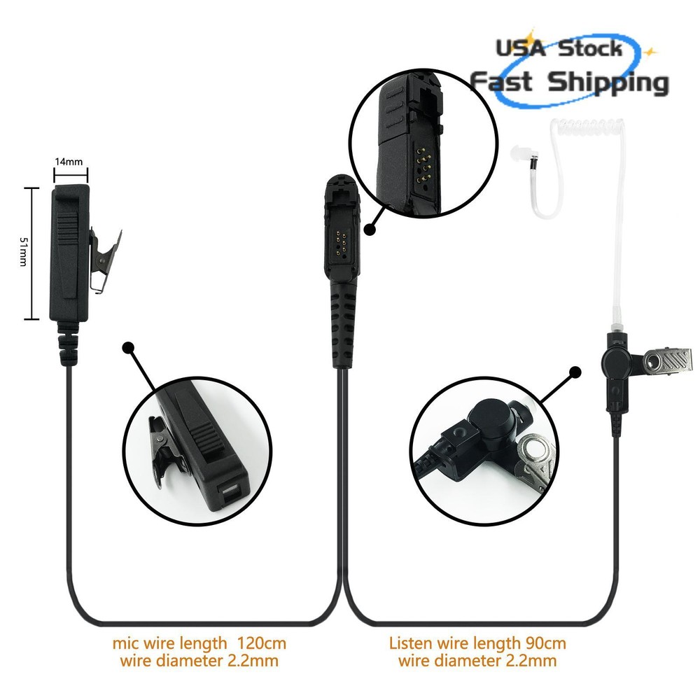 2-wire Headset Earpiece Compatible with DP2000 DP2400 DP3441 DP2600 Radio