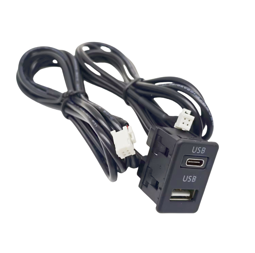 Car Interface Extension Cable Adapter Dual USB Port Socket Outlet Panel 145M