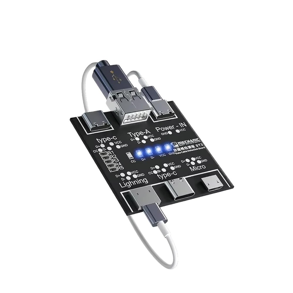 DT3 ON-Off Data Cable Detection Board USB Tester for iOS Android Black