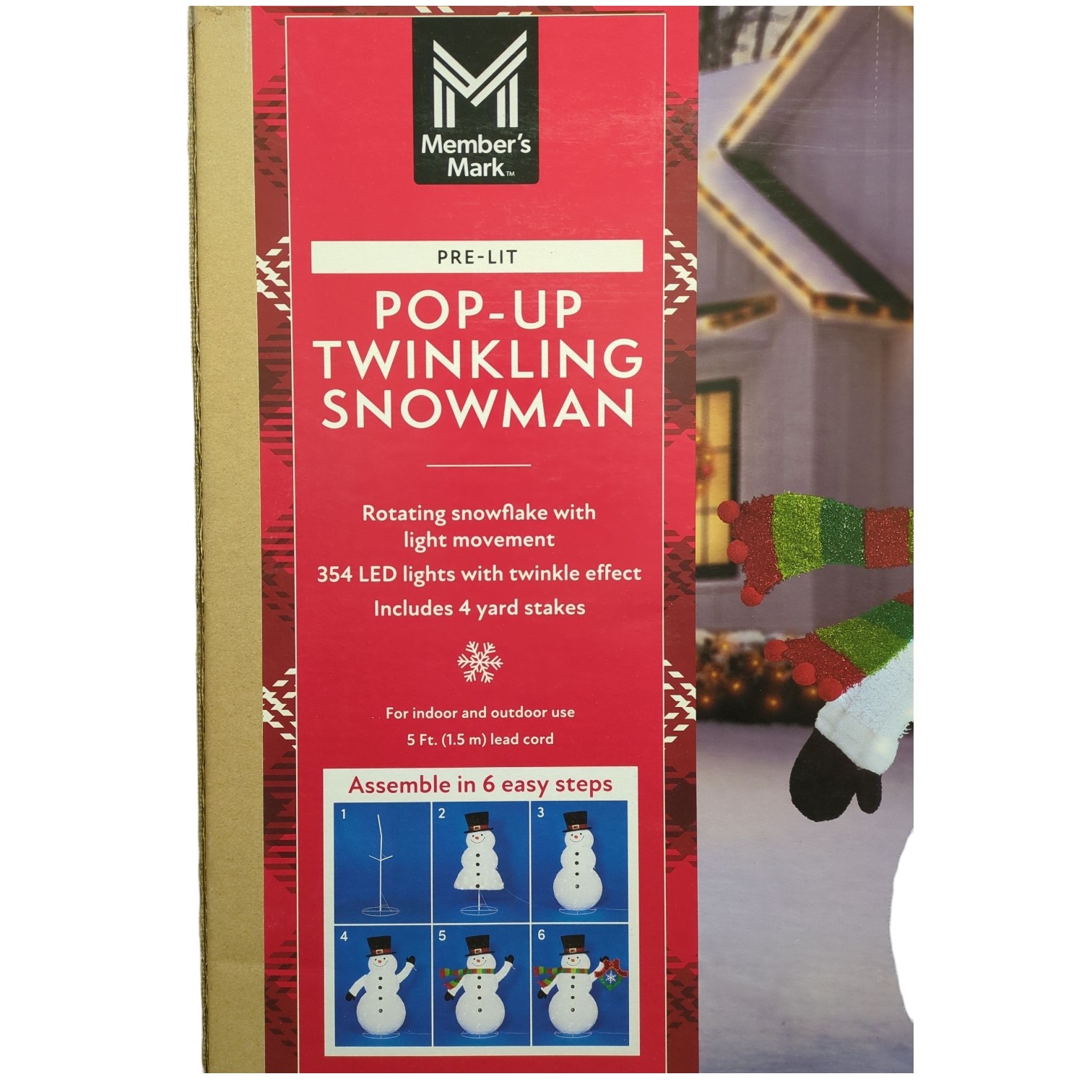 Member's Mark 6' LED Pre-Lit Pop-up Twinkling Snowman