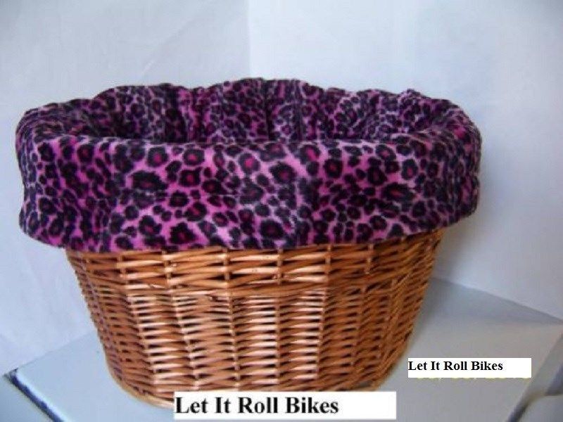 Bicycle Basket LINER Pink Cheetah DrawString Cruiser Bikes New
