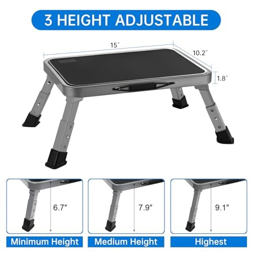RV Step Stool Foldable 1-Step Ladder Sturdy Metal Stable Step Stool 3-Level