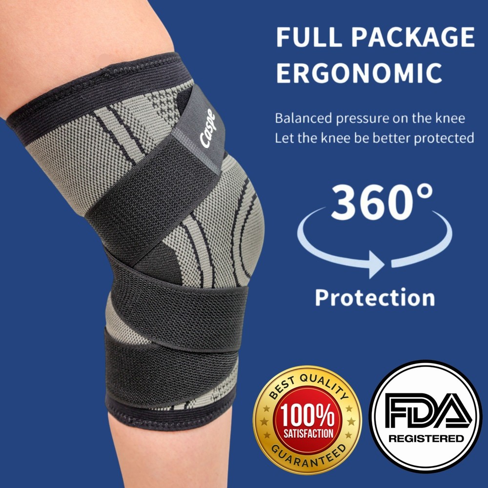 2Pcs Compression Sleeve Knee Brace Support Protector Arthritis Joint Pain Relief