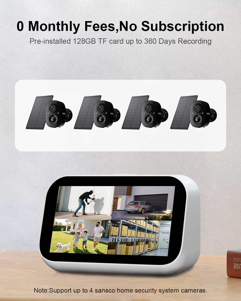 4MP Wireless Security Camera System Wifi Solar Battery Powered 2 Way Audio