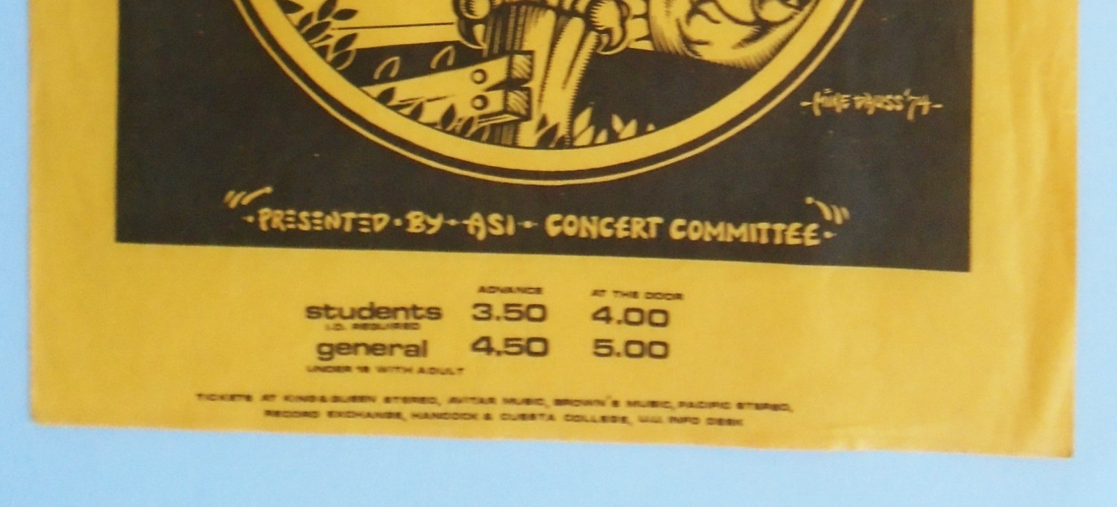 ORIGINAL CONCERT POSTER-TOWER OF POWER_COLD BLOOD-MENS GYM-SAN LUIS OBISPO-4-74