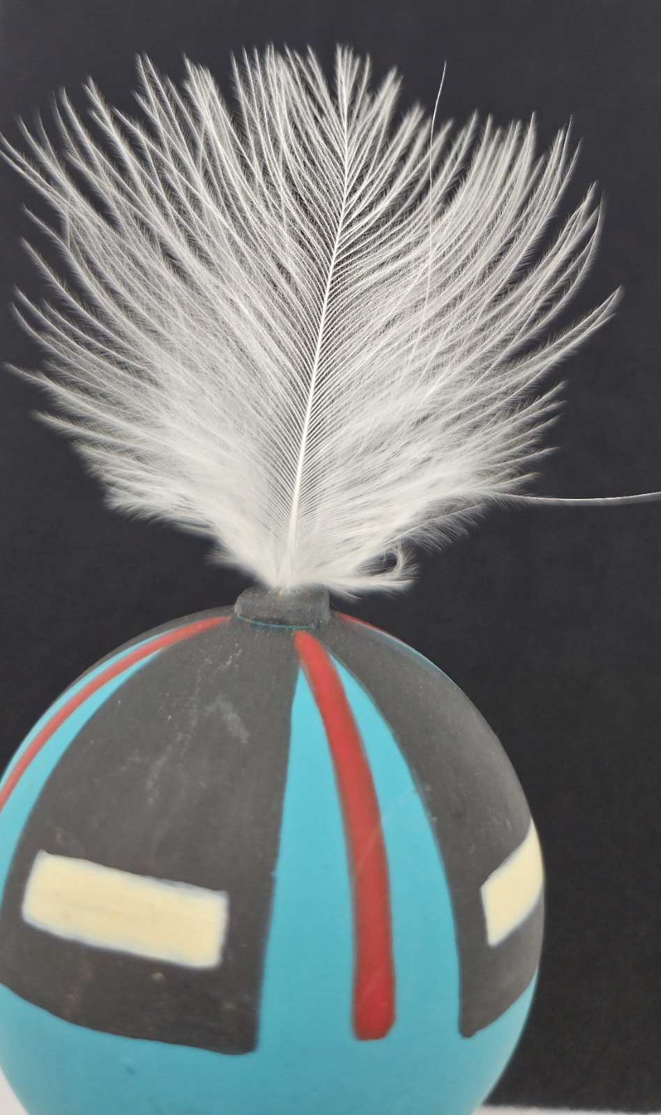 Hopi Kachina Ceremonial Spiritual Rattle Native American Indian Feather Folk Art