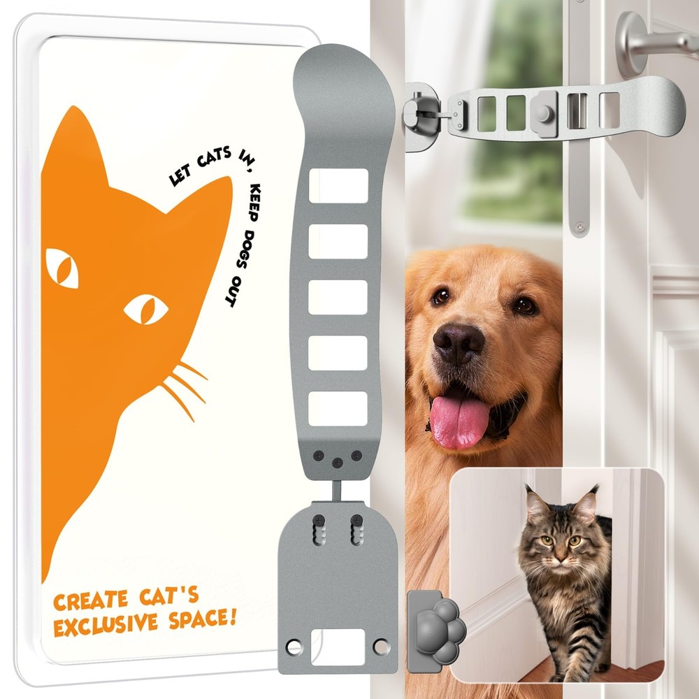 Durable Metal Cat Door Latch - Easy Install, Foldable, 5 Adjustable Sizes, Pet D