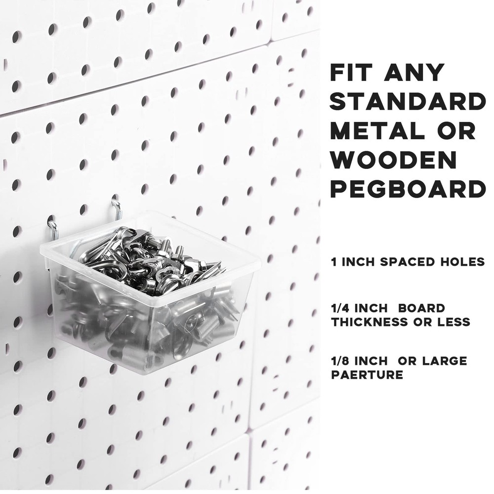 30 PCS Pegboard Organizer Accessory Kit Shelf Basket Bin Hook Loop Clear Silver